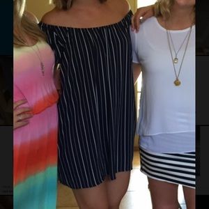 Navy stripe shift dress